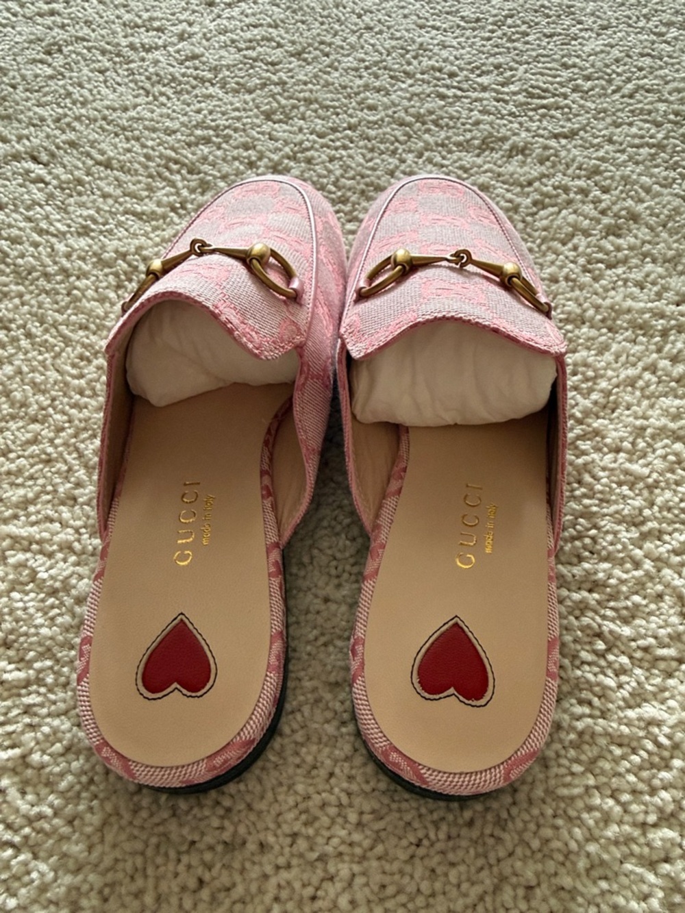 Gucci Pink GG Canvas Women’s Horsebit Slippers - Picture 3 of 8
